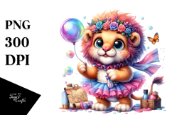 Baby Lion with Tutu and Soap Bubble PNG Product Image 1