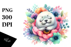 Colorful Baby Seal Sleeping in Flower Product Image 1