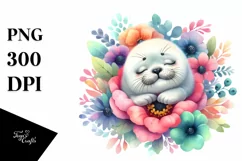 Colorful Baby Seal Sleeping in Flower Product Image 3