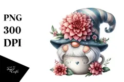 GNOME with Big Hat and Dahlia PNG Product Image 1