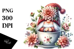 GNOME with Big Hat and Dahlia PNG Product Image 1