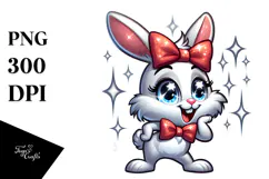 Silly Cartoon Bunny with Bow Tie PNG Product Image 1