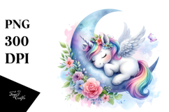 Baby Unicorn Moon Watercolor Sublimation Product Image 1
