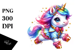 Running Baby Unicorn, Colorful PNG Product Image 1