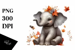Detailed Sitting Baby Elephant | Autumn Clipart Product Image 1