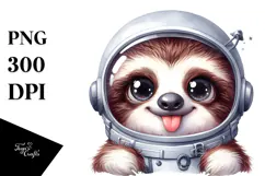 Cute Baby Sloth with Astronaut Helmet PNG Product Image 1