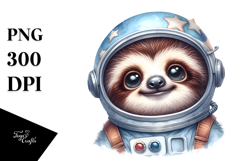 Cute Baby Sloth with Astronaut Helmet, PNG Product Image 1