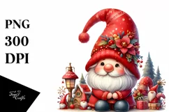 Cute Red Christmas Gnomes PNG Product Image 1