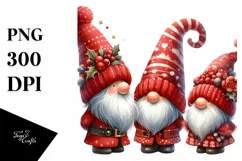 Cute Red Christmas Gnomes PNG Product Image 1