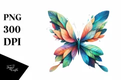Vibrant Butterfly with Plant Leaves PNG Product Image 1