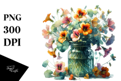 Abstract Jar with Nasturtium | Clipart Product Image 1