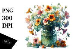 Abstract Jar with Nasturtium | Clipart Product Image 3