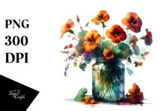 Abstract Jar with Nasturtium | Clipart Product Image 3