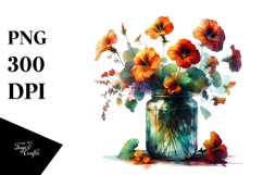 Abstract Jar with Nasturtium | Clipart Product Image 1