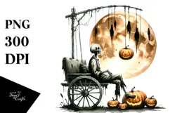 Zombie Half Moon Pumpkins Hang On PNG Product Image 1
