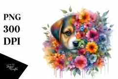 Vibrant Puppy Flowers Watercolor Product Image 3