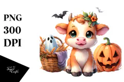 Vibrant Baby Cow Halloween | Clipart Product Image 1