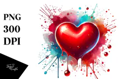 Colorful Heart with Wings, Transparent PNG Product Image 1