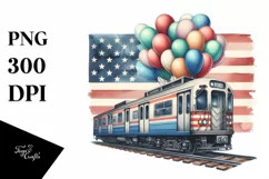 Abstract Vintage Subway Train with Balloons | Sublimation Product Image 3