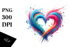 Colorful Heart with Wings PNG Product Image 1