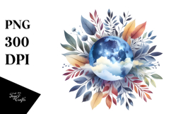 Vibrant Abstract Moon with Foliage Clouds Product Image 1