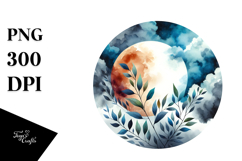 Vibrant Abstract Moon with Foliage Clouds Product Image 1