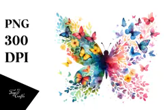 Colorful Butterfly Bird, Watercolor Paint Product Image 1