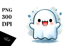 Funny Ghost with Jack-O&#039;-Lantern PNG Product Image 1