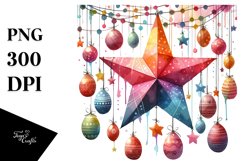 Colorful Star with Easter Eggs PNG Product Image 1
