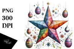 Colorful Star with Easter Eggs PNG Product Image 1