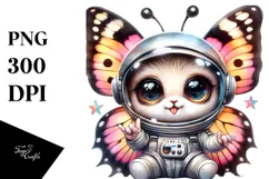 Cute Baby Butterfly with Astronaut Helmet, Transparent PNG Product Image 1
