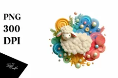 Colorful 3D Lamb Ornament PNG Product Image 1
