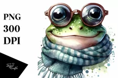 Whimsical Frog Portrait Smiling Watercolor | Sublimation Product Image 1
