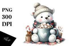 Cute Polar Bear with Hot Cocoa PNG Product Image 1