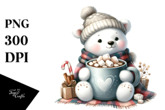 Cute Polar Bear with Hot Cocoa PNG Product Image 1