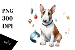 Vibrant Bull Terrier with Christmas Decorations PNG Product Image 1