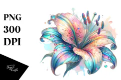 Lily Metallic Watercolor Splash PNG Product Image 1