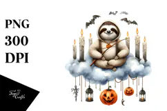 Halloween Sloth on Moon PNG Product Image 1