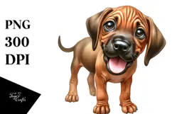 Watercolor Rhodesian Ridgeback Big Eyes Happy PNG Product Image 1