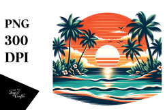 Retro Tropical Island Sunset PNG Product Image 1