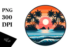 Retro Tropical Island Sunset, 20 oz Tumbler Product Image 1