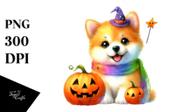 Baby Dog in Halloween Scenery | Clipart Product Image 1