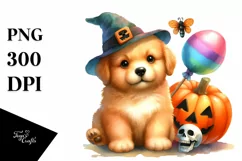 Baby Dog in Halloween Scenery | Clipart Product Image 3