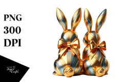 Colorful Stylized Bunnies with Vintage Bow, Creative View Product Image 1