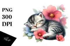 Sleeping Baby Cat PNG Product Image 1