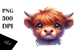 Expressive Baby Highland Cow PNG Product Image 1