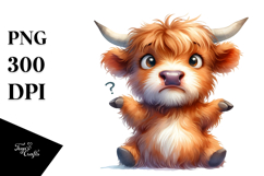 Funny Baby Face Highland Cow, Transparent PNG Product Image 1