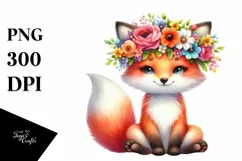 Vibrant Fox with Flower Crown, Transparent PNG Product Image 3