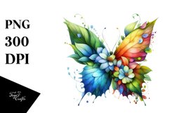 Vibrant Butterfly with Flowers PNG Product Image 1