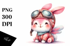 Cute Baby Bunny with Aviator Suit Clipart Product Image 1